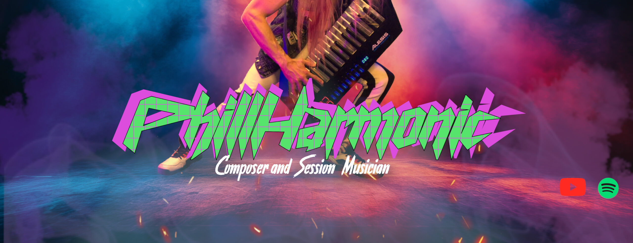 Phillharmonic cover photo stage lights smoke keytar keyboardists on a stage